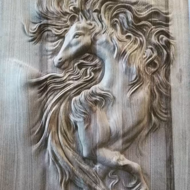 تابلو اسب منبت با چوب گردو