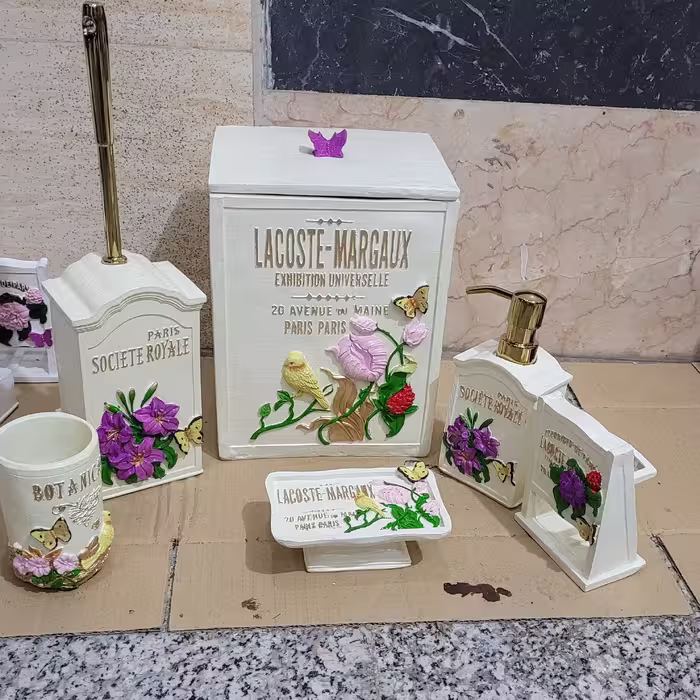 ست سرویس بهداشتی6 پارچه کاملا ضد آب و قابل شستشووتو پر سنگین و مقاوم 