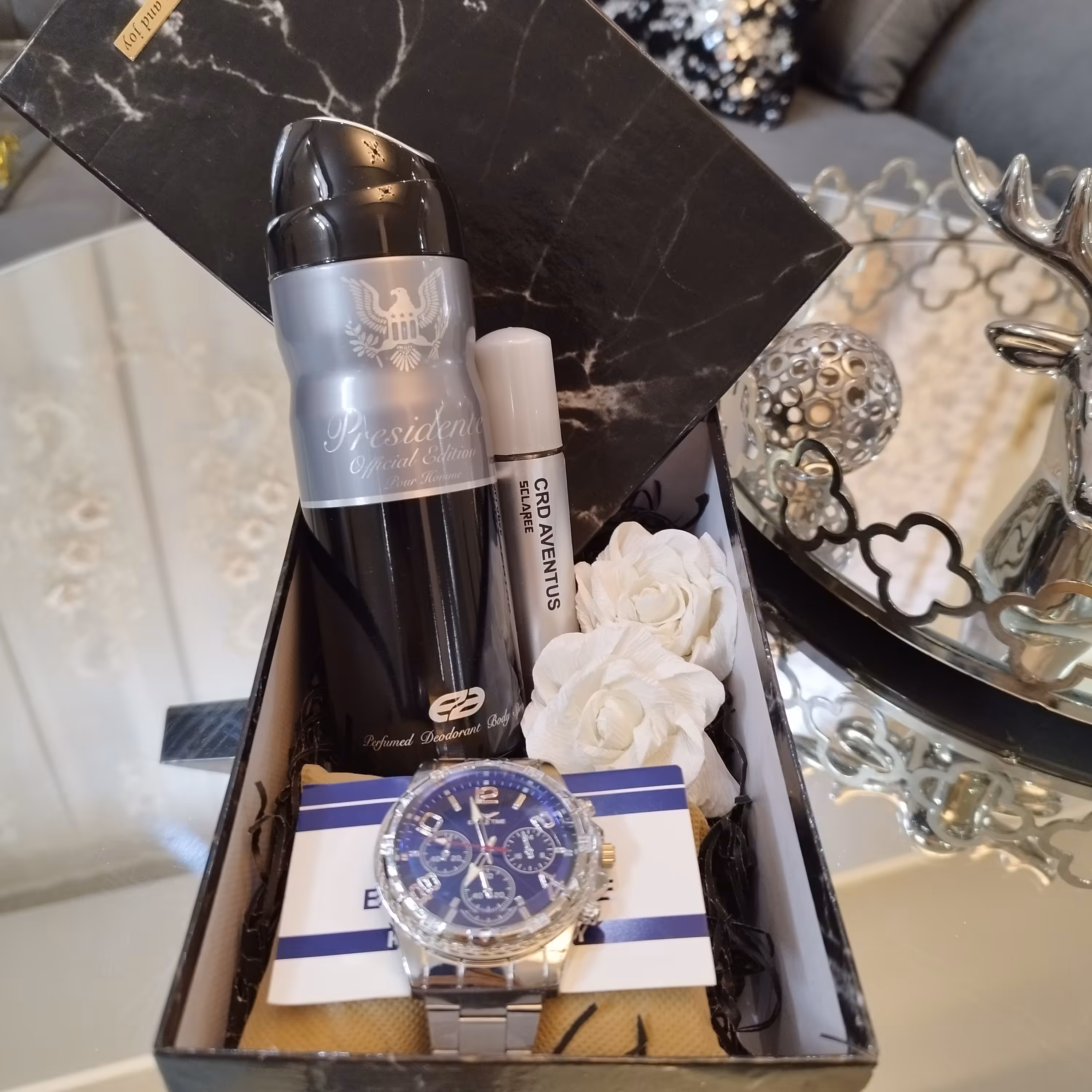 باکس هدیه مردانه سفید مشکی