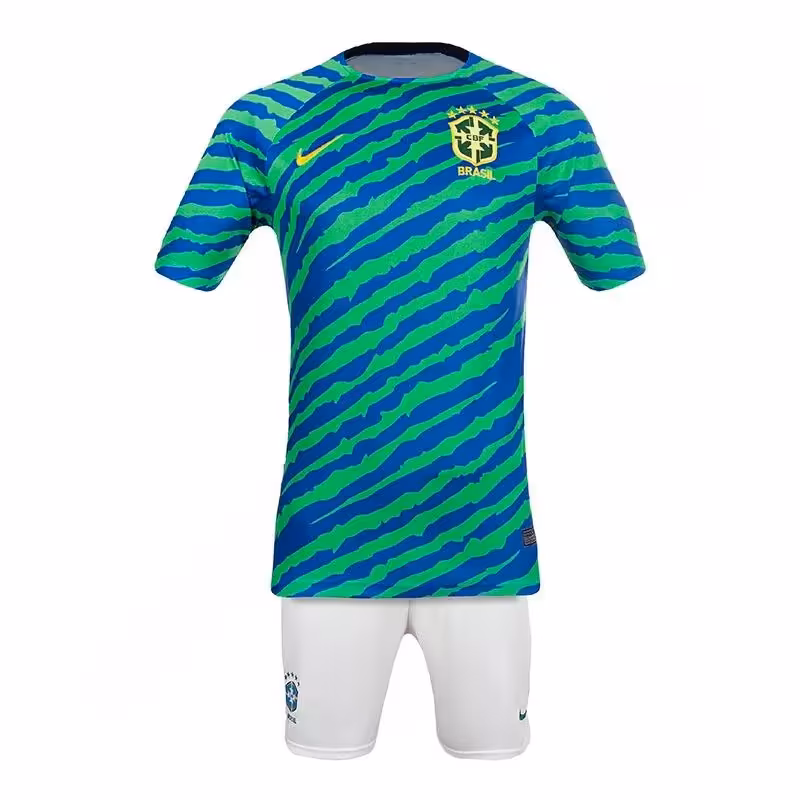 ست پیراهن شورت فوتبال تمرینی برزیل نایک 2023 AKS | سبز/آبی