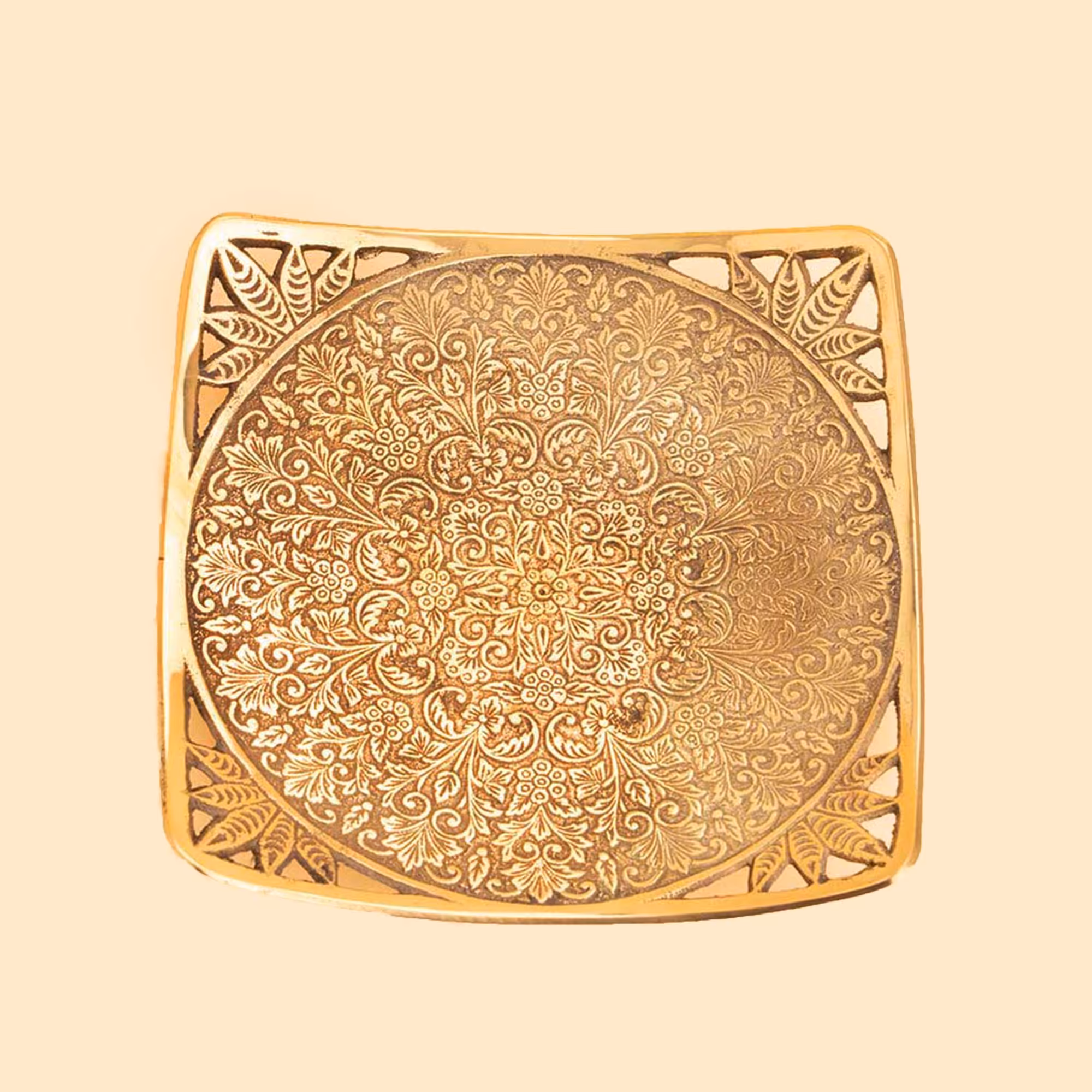شیرینی خوری برنجی طلایی مدل مربع 17737