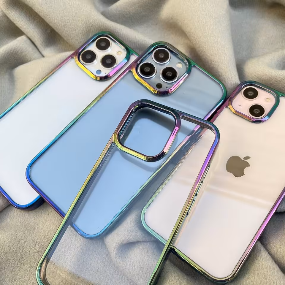 قاب گوشی هفت رنگ هولوگرامی پشت شفاف باکیفیت برای آیفون