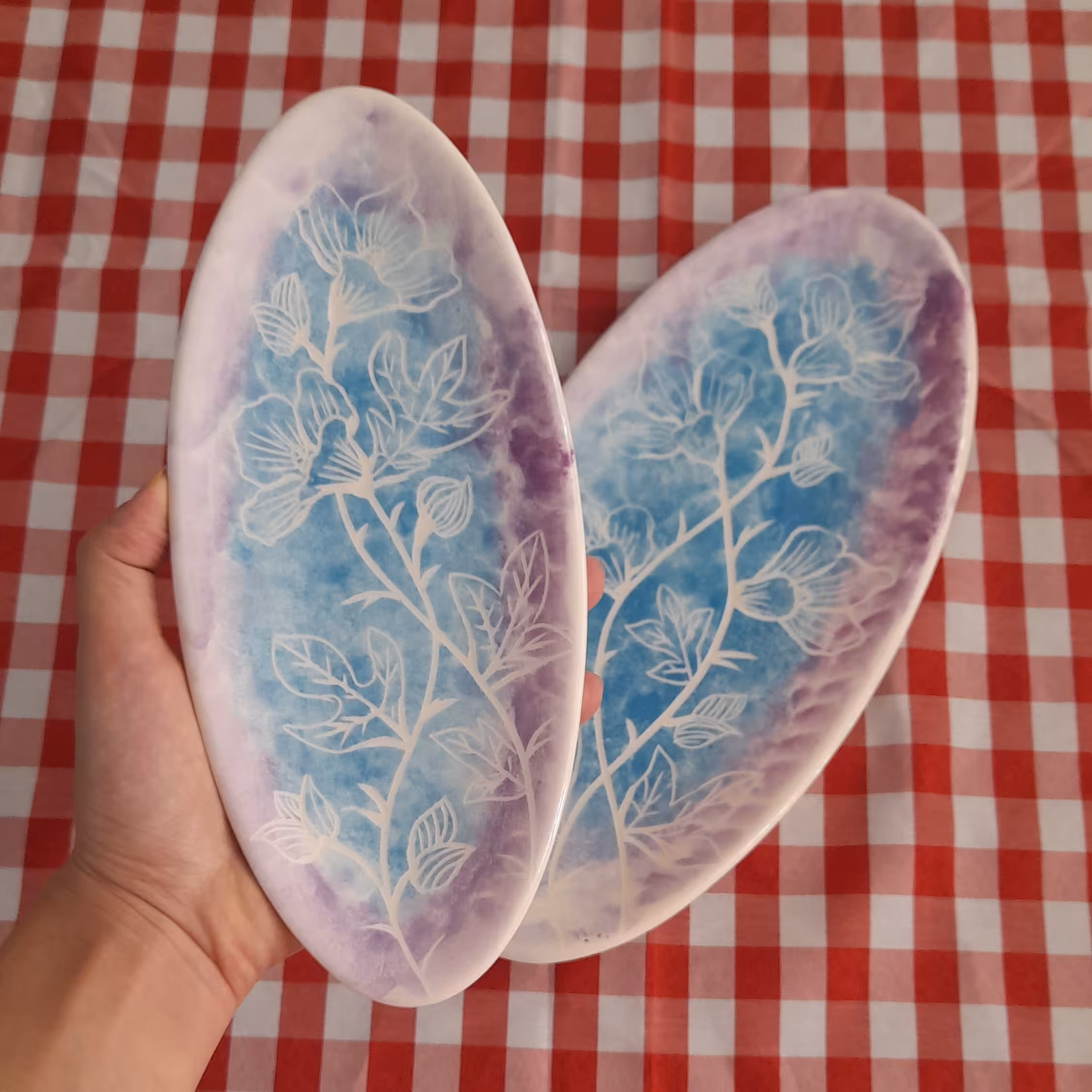 رولت خوری و دیس بیضی سرامیکی دستساز در دوسایز بزرگ و متوسط 