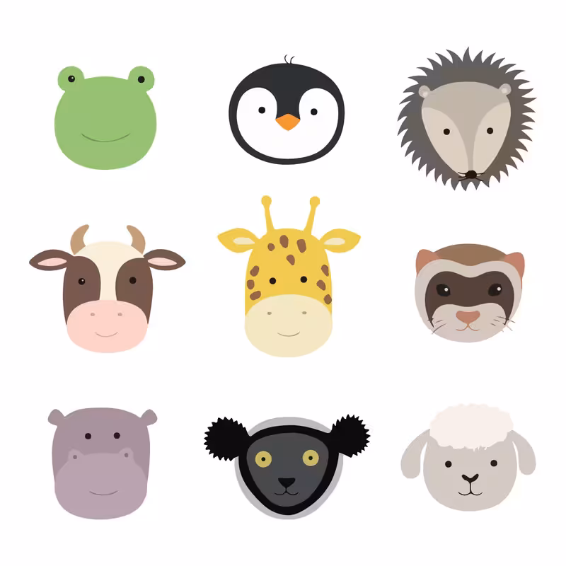 استیکر لپ تاپ طرح حیوانات کد 388 مجموعه  9 عددی