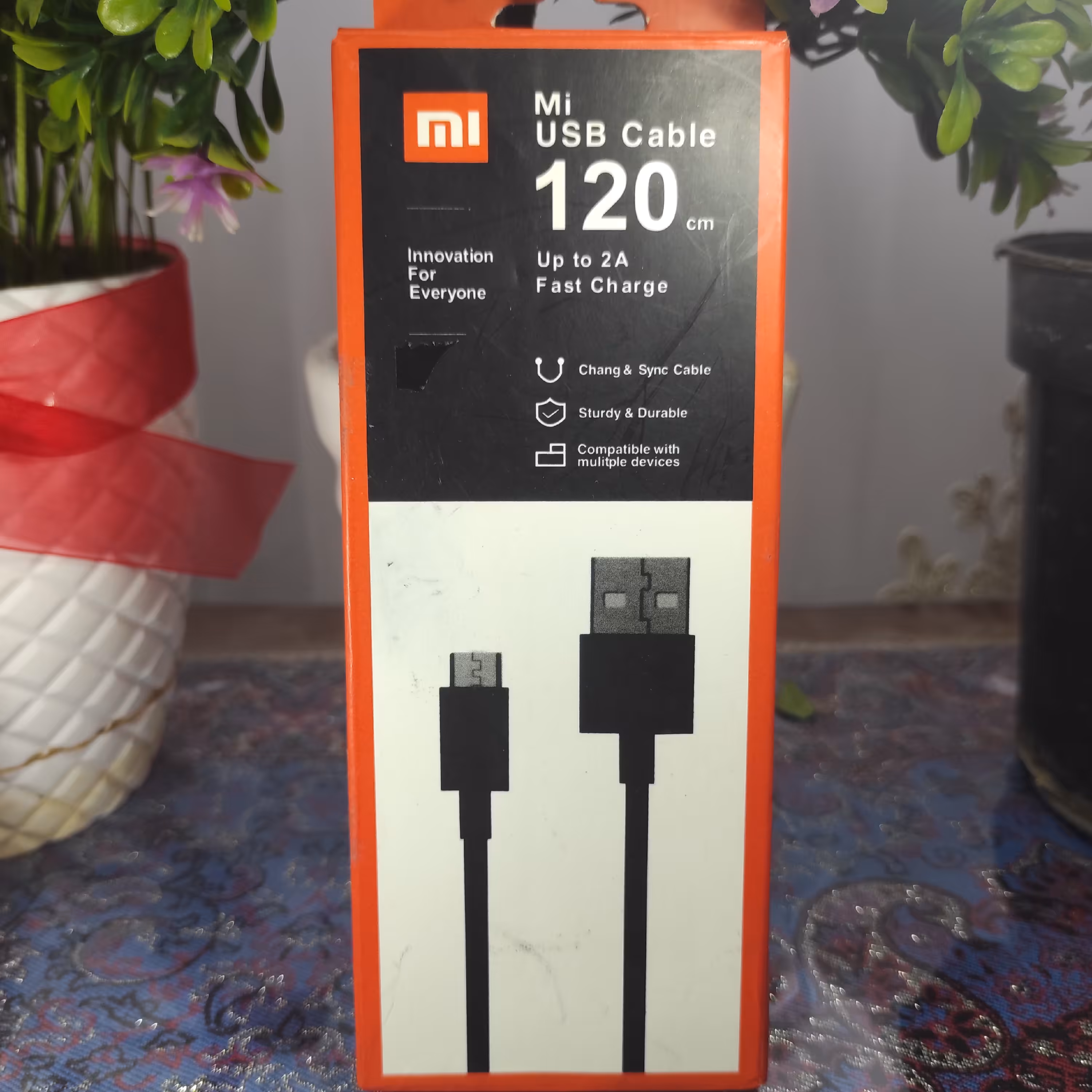 کابل شیائومی میکرو یا سوکت کوچیک رنگ بندی مشکی و سفید 