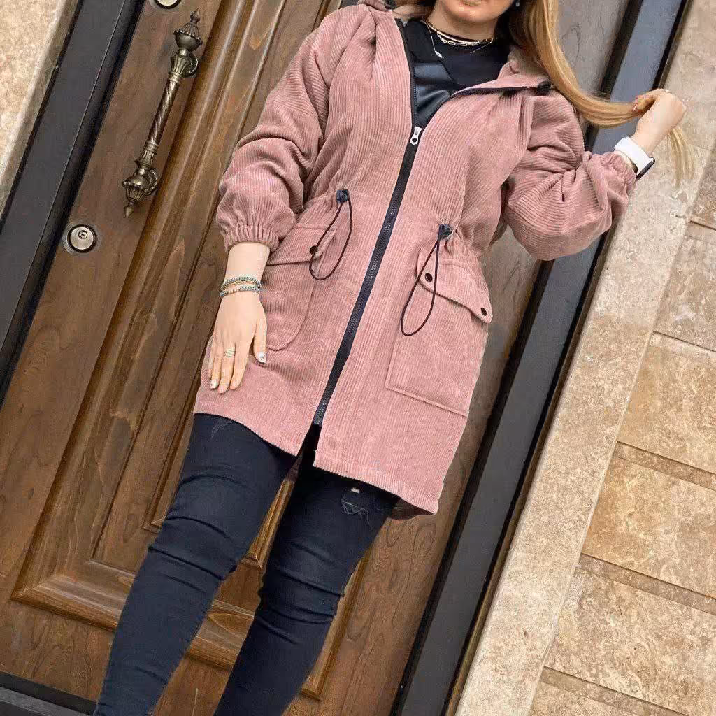 مانتو کبریتی پاییزه مدل خورشید جنس مخمل کبریتی درشت ارسال رایگان