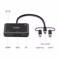 تبدیل لایتنینگ میکرو یو اس بی تایپ سی اونتن به  onten OTN-7585B  HDMI/VGA/AV