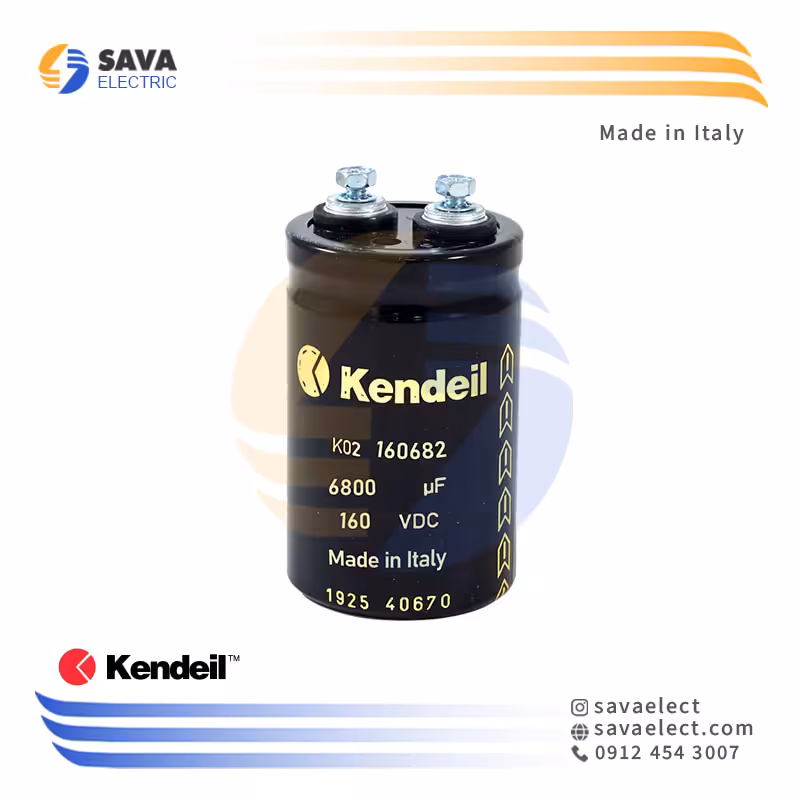 خرید خازن 6800 میکروفاراد 160 ولت DC کندیل ایتالیا K02160682 | ساوا الکتریک