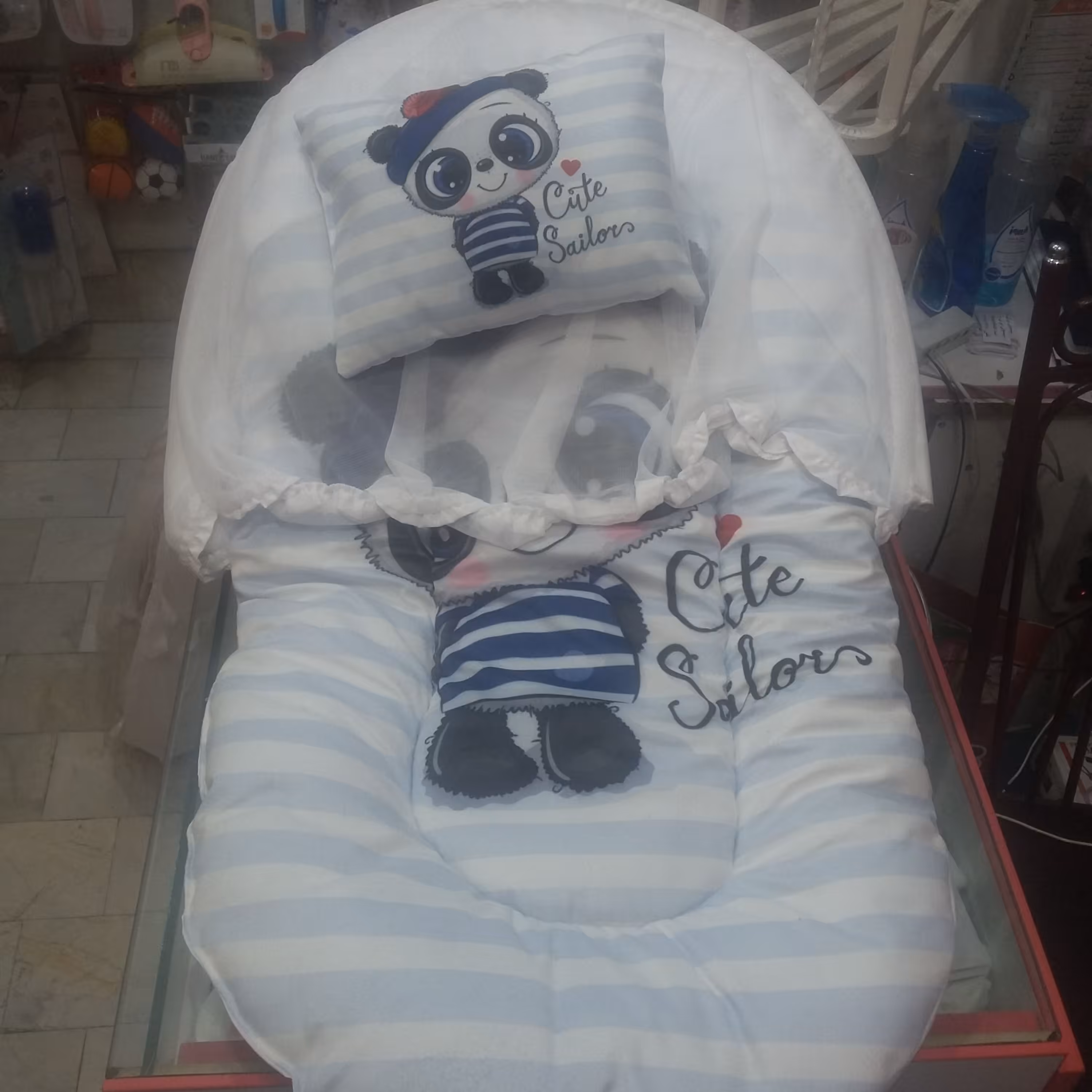 پشه بند نوزاد تشک و بالشت دار خارجی طرح cute sailor
