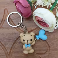 آویز کیف مدرسه پسرانه خرس مهربون عروسک جاکلیدی نقره ای سرکلیدی پیکسل خمیری خرس اکسسوری هدیه برای کودکان جاسوئیچی پاستیلی