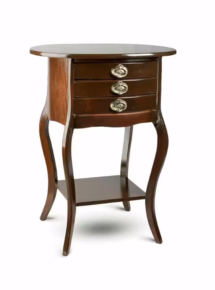 میز تلفن چوبی سه کشو بیضی کد 333