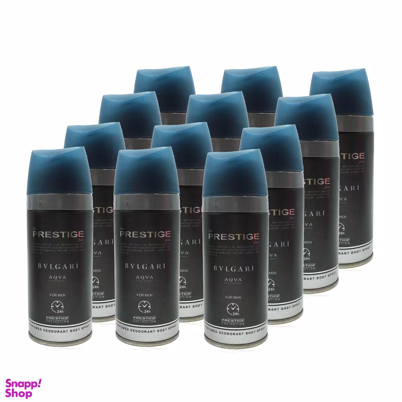 اسپری خوشبو کننده بدن مردانه پرستیژ (Prestige) مدل Bvlgari aqva حجم 150 میلیلیتر مجموعه 12 عددی