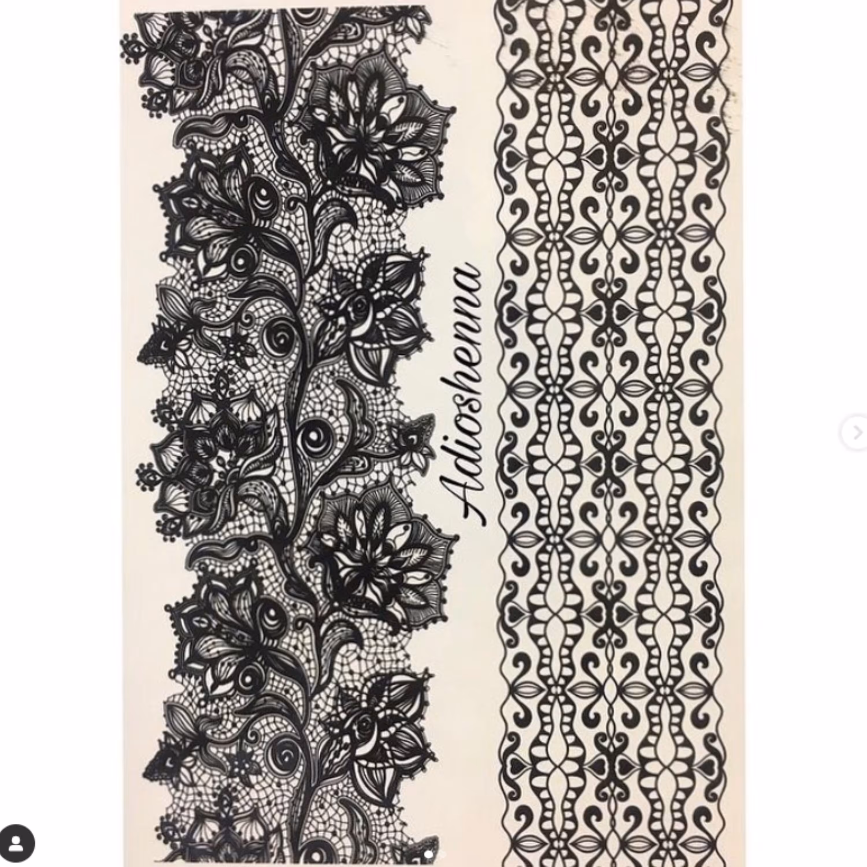 برچسب تتو موقت طرح حنا مشکی گیپوری نواری 15 در 20