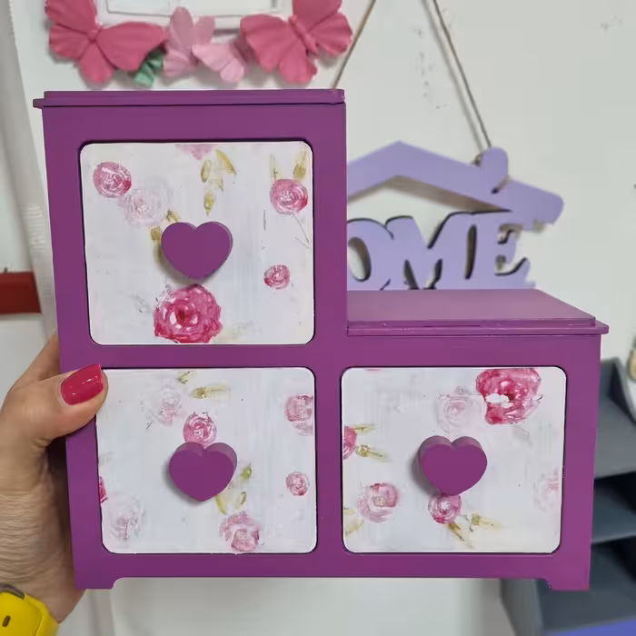 مینی دراور سه کشو، مینی فایل سه کشو، دراور چوبی رنگی