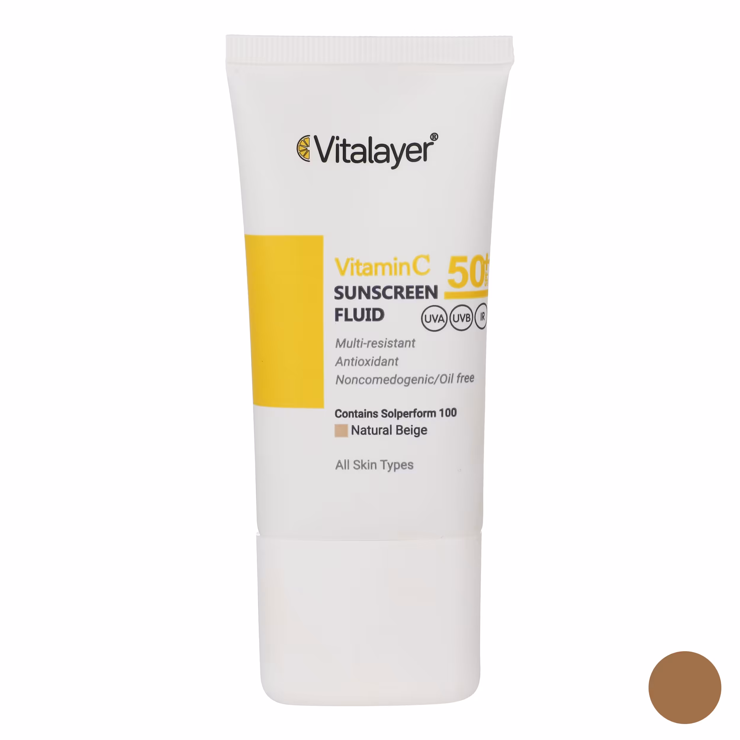 فلوئید ضد آفتاب رنگی SPF50 ویتالیر حاوی ویتامین سی حجم 50 میلی لیتر