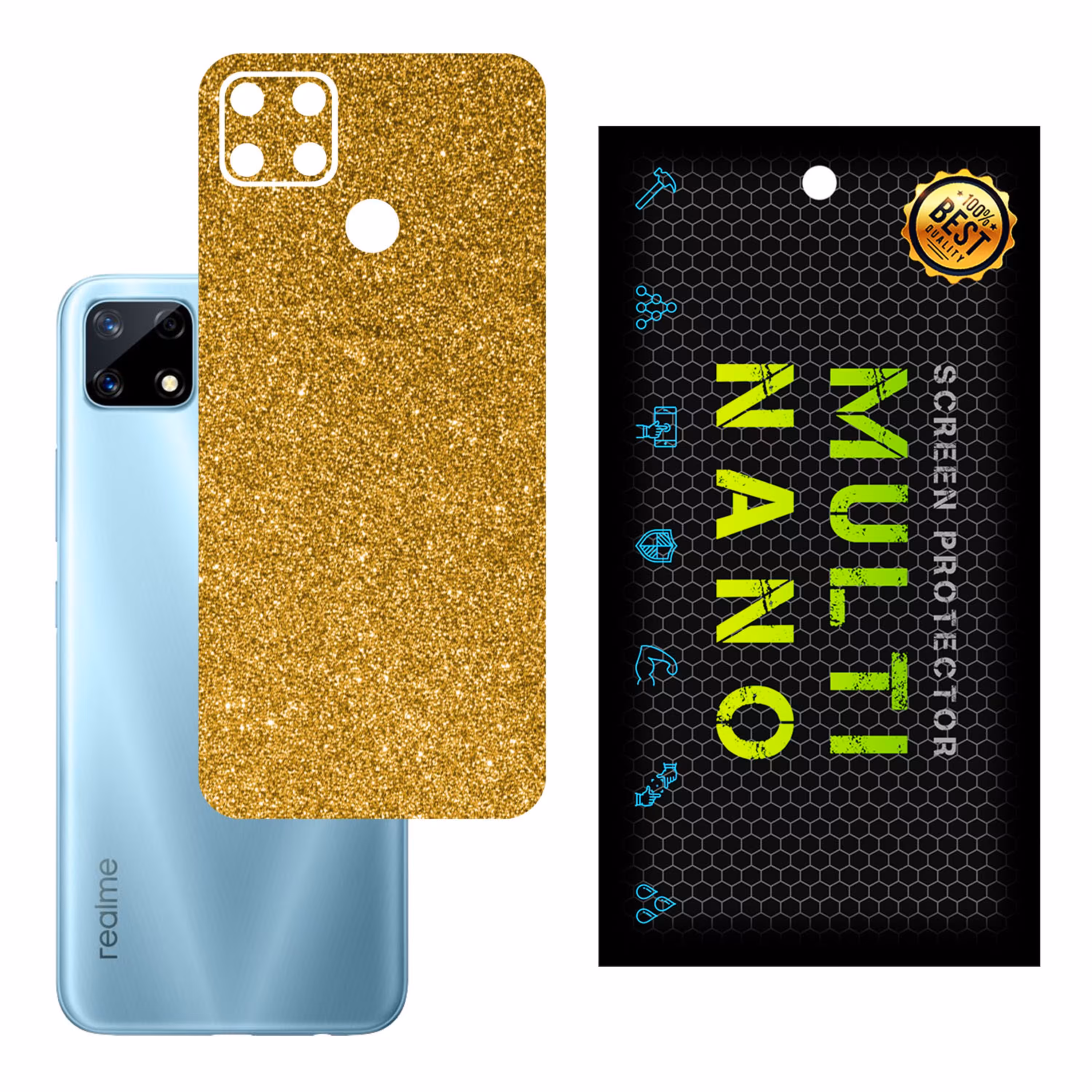 برچسب پوششی MultiNano مدل X-G1F-Gold برای پشت موبایل ریلمی 7i Global