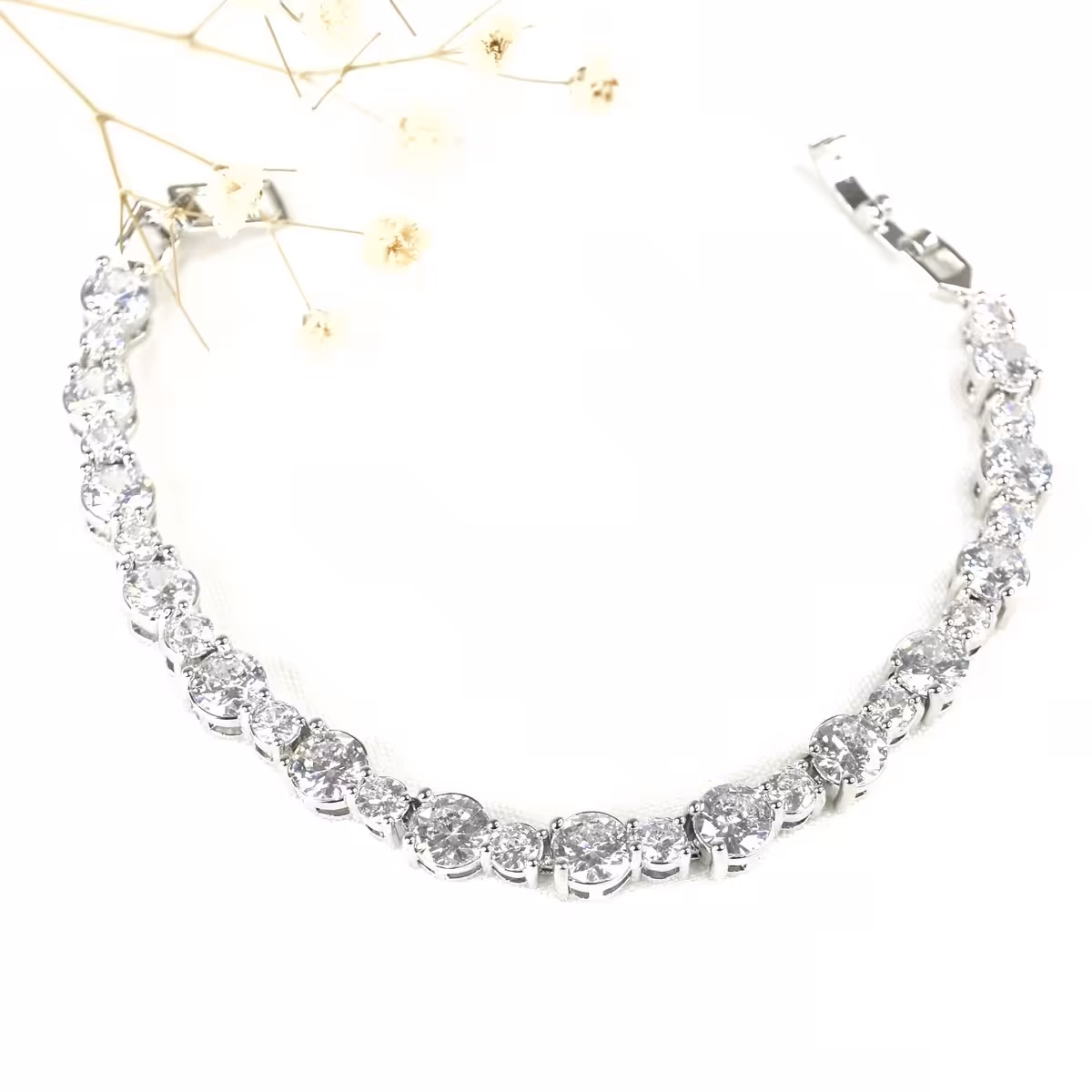 دستبند نگین سوارسکی سفید کد 9464