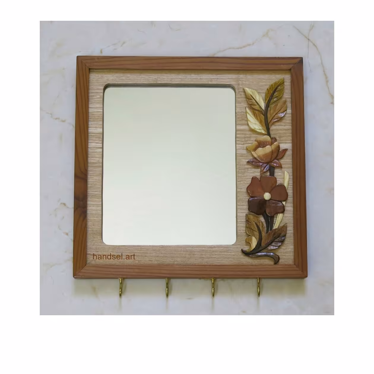 جاکلیدی چوبی همراه قاب آینه یکطرفه