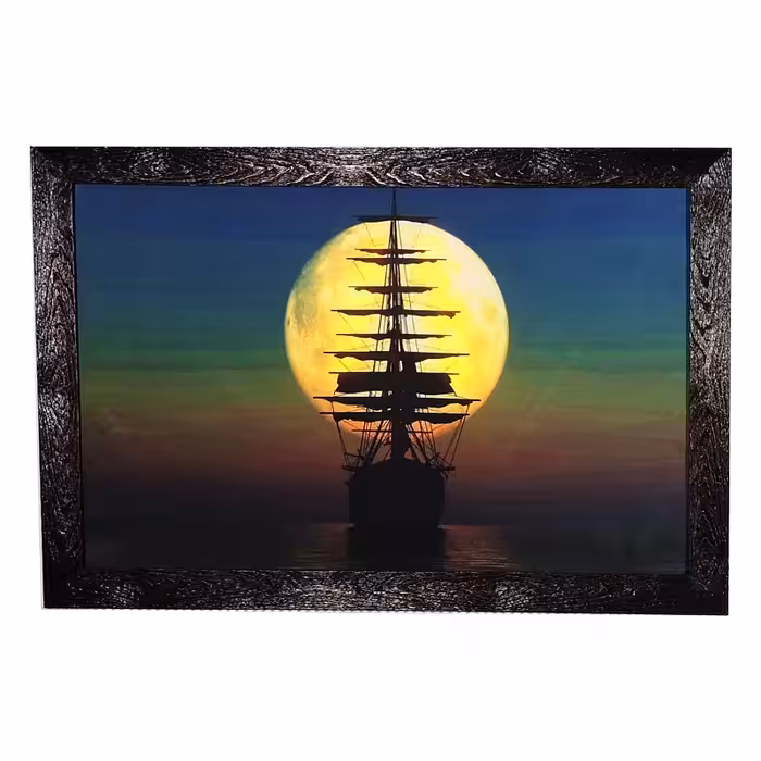 تابلو بک لایت (چراغدار) طرح کشتی و ماه