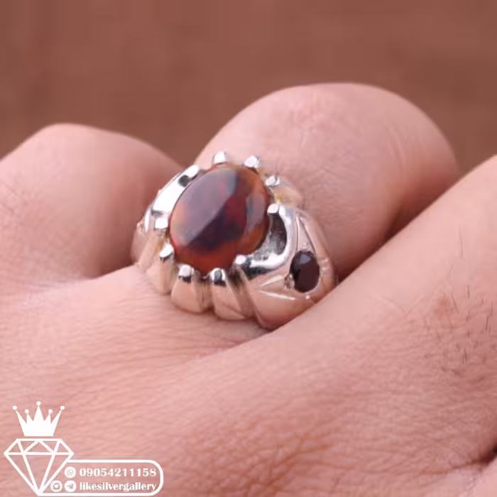 اوپال اتیوپی اصل رکاب استاد شاهرخ مخراجی گارنت اصل شناسنامه GIAE وزن 14.8 گرم  