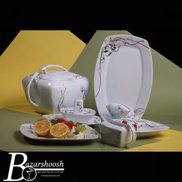 سرویس چینی غذاخوری 107پارچه تقدیس طرح کارولینا 12نفره کوئین