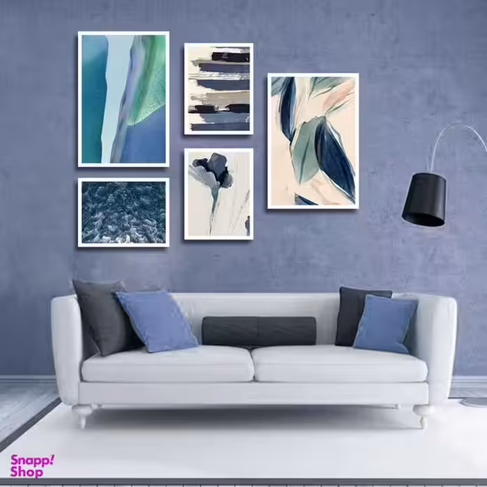 تابلو بکلیت طرح نقاشی مدرن سبک آبستره مدل W-1737 مجموعه 5 عددی