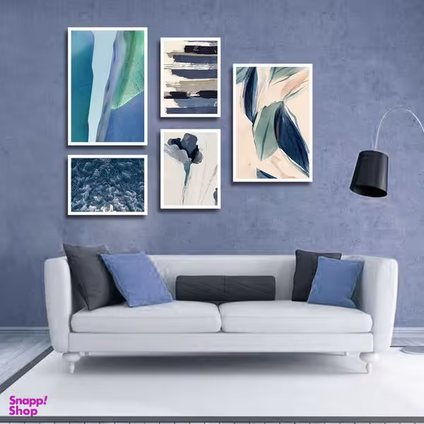 تابلو بکلیت طرح نقاشی مدرن سبک آبستره مدل W-1737 مجموعه 5 عددی