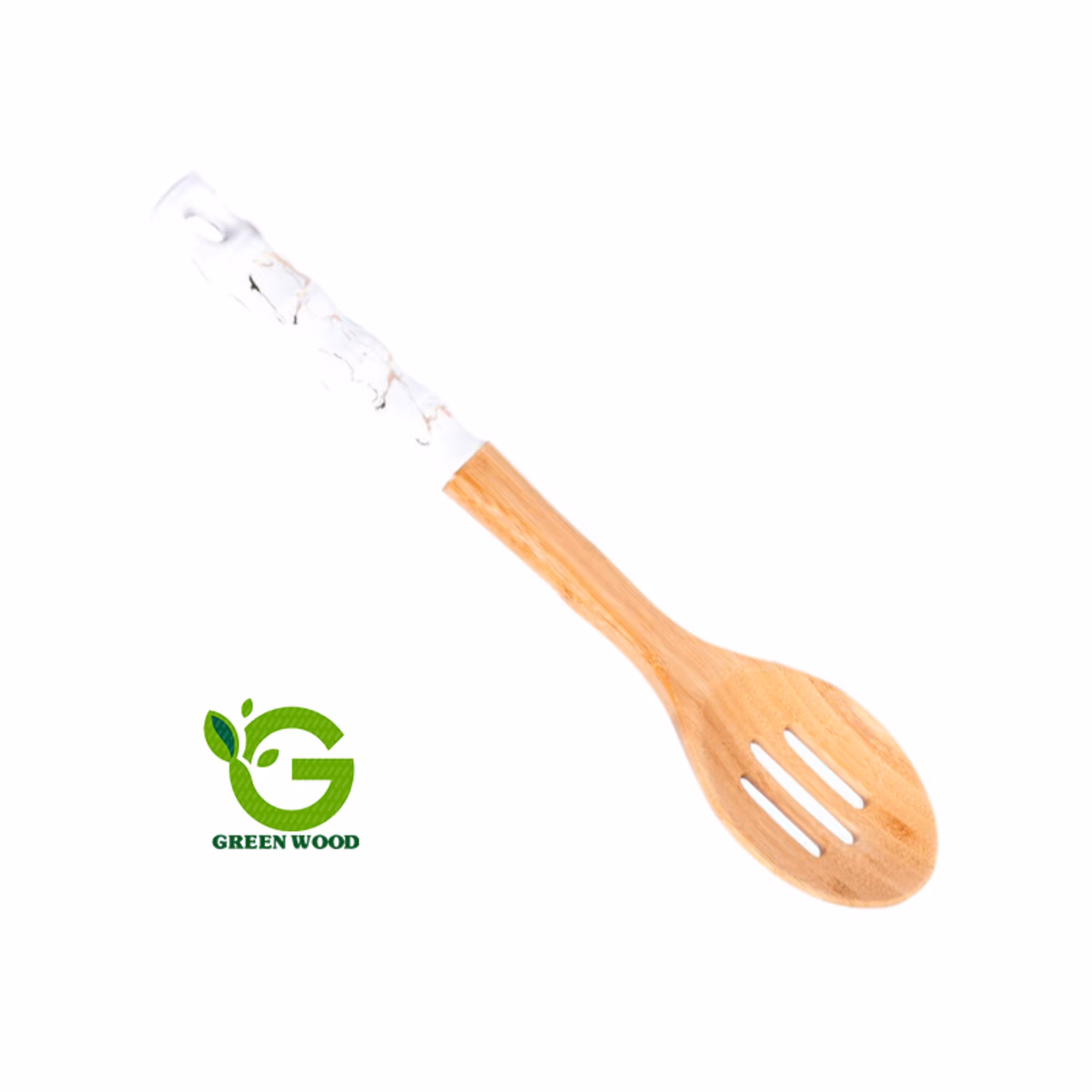 قاشق آشپزی بامبو دسته سرامیکی مدل ماربل White کد Gw40302003