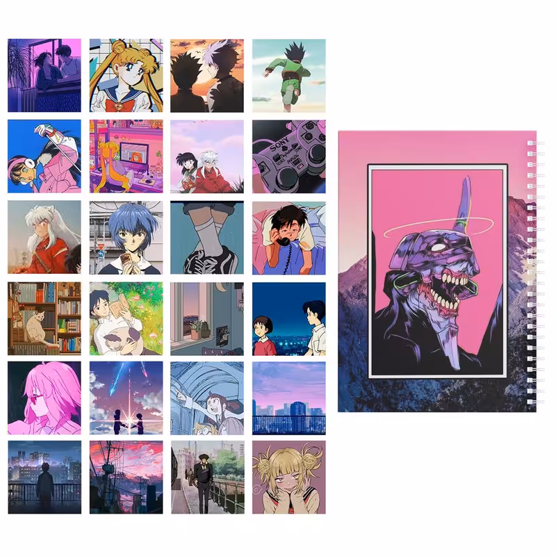 دفتر  یادداشت باژیکان طرح انیمه پنتون 90s کد 20111786 به همراه فتوکارت مجموعه 24 عددی