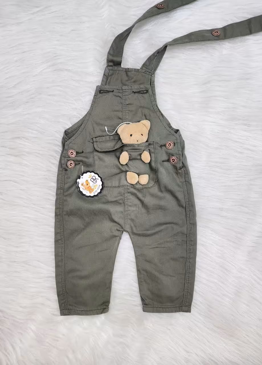 پیشبندی کتان بهار طرح خرس عروسکی کد 4167