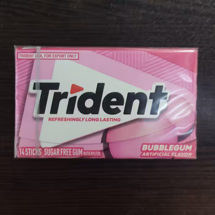 آدامس تریدنت خارجی اصل اورجینال تاریخ جدید بادکنکی صورتی 14 حبه در یک بسته