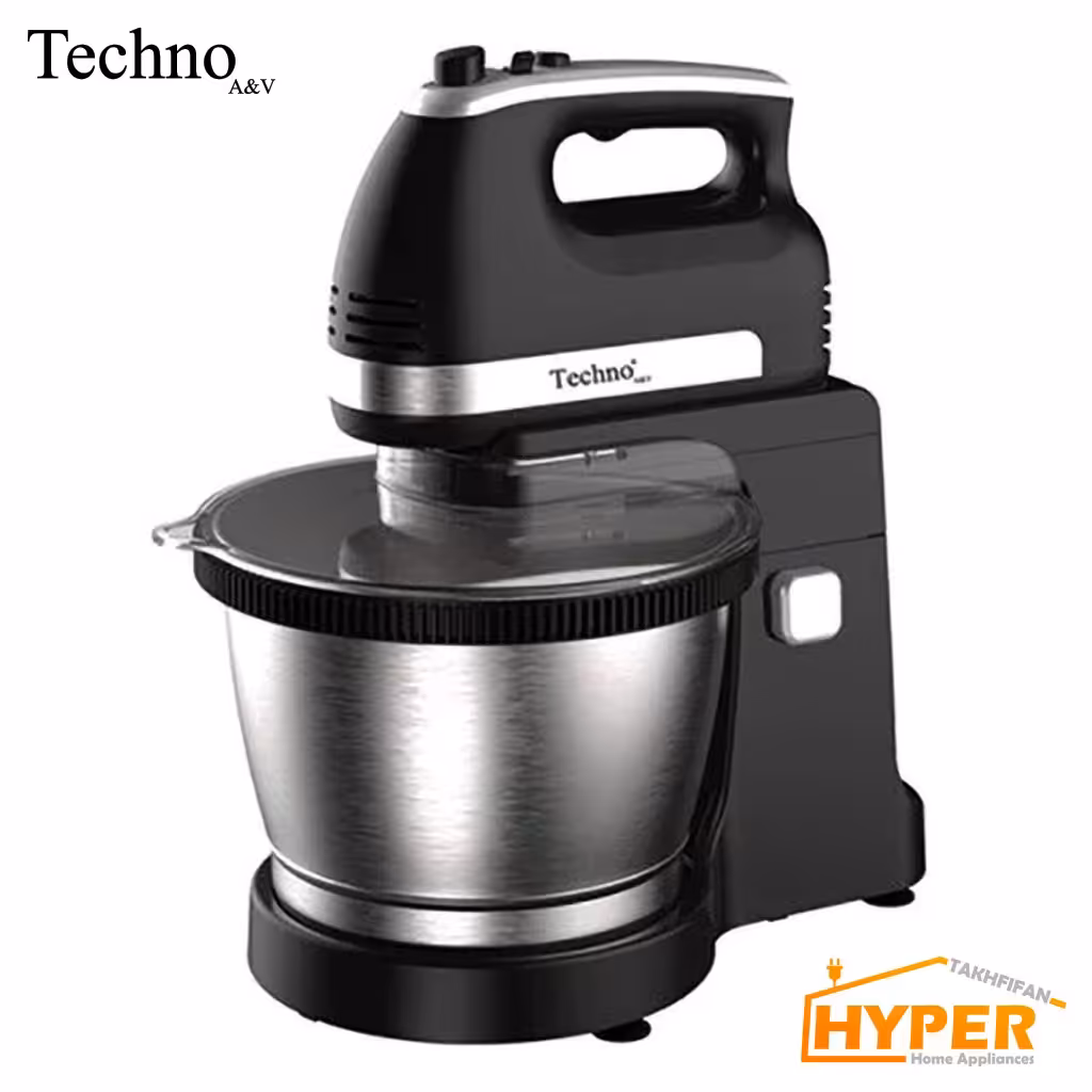 همزن کاسه دار تکنو TE‑705 مشکی 3.5 لیتر 300 وات