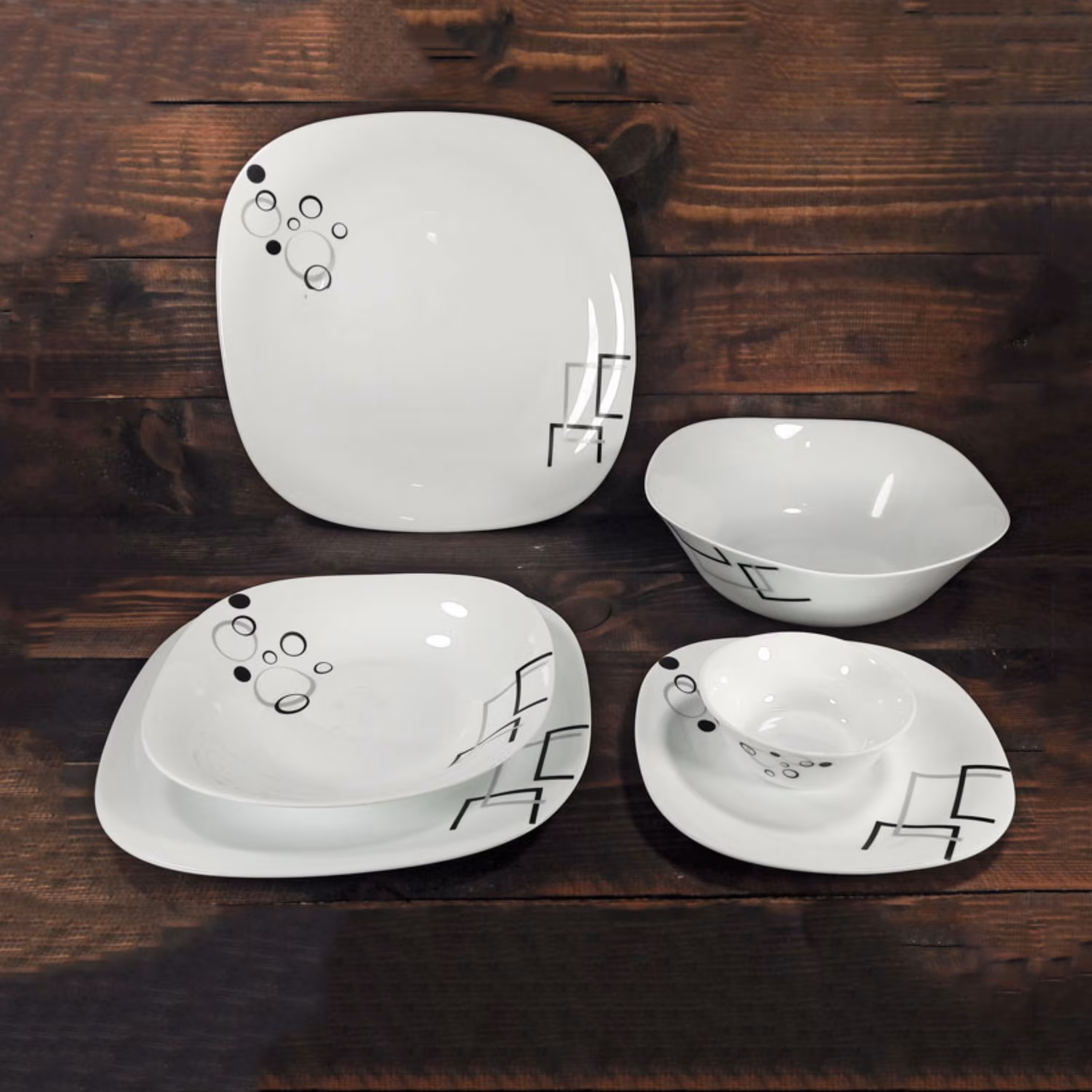 سرویس آرکوپال 26 پارچه چهار گوش اسپانیا مدل پاپیروس مشکی