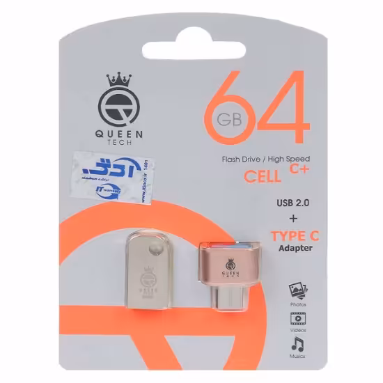 فلش مموری کوئین تک مدل CELL C  USB2.0 OTG Type-C Adapter Flash Drive ظرفیت 64 گیگابایت