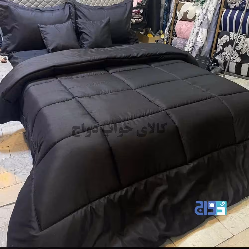 ست  کامل سرویس لحاف هتلی  4تیکه تک نفره رنگ مشکی