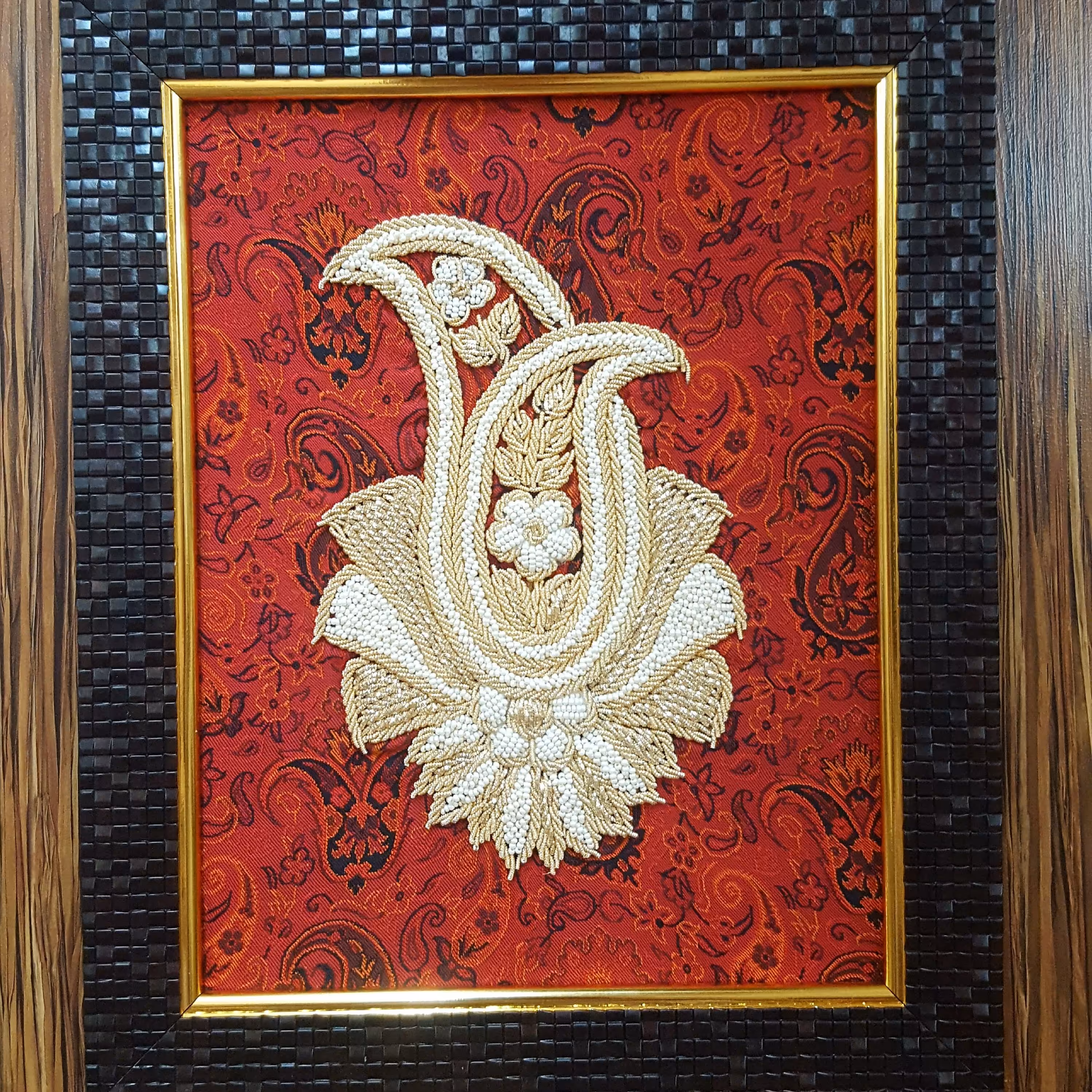 تابلوی سرمه دوزی روی ترمه ابریشم