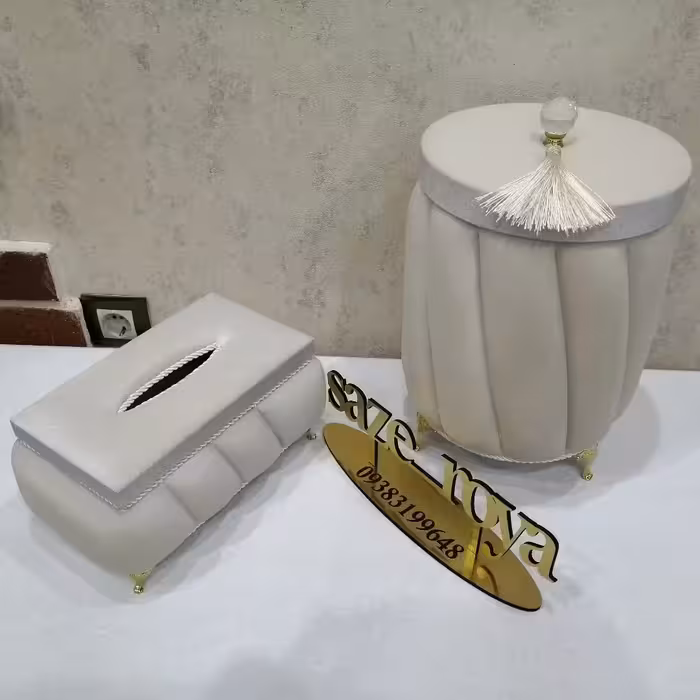 سطل و جادستمال مخملی مدل لمسه رنگ شیری