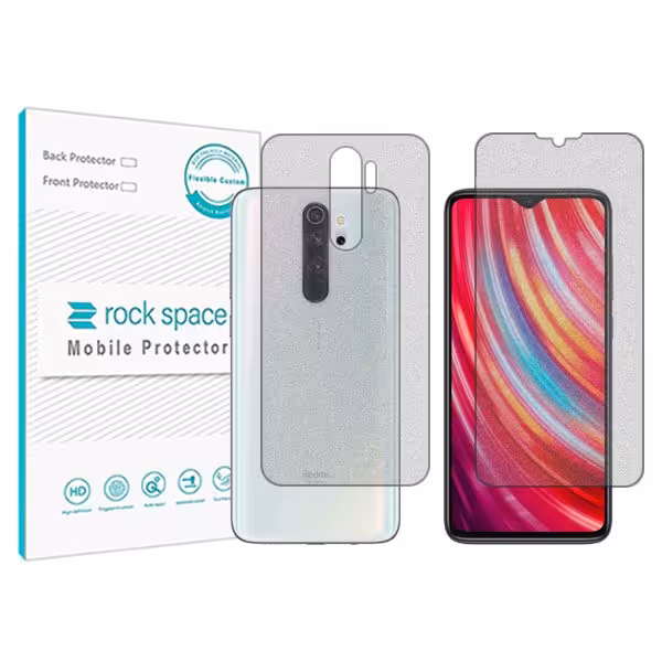 گلس صفحه نمایش و پشت گوشی شیائومی Redmi Note 8 Pro مدل نانو هیدروژل گیمینگ برند راک اسپیس کدSS