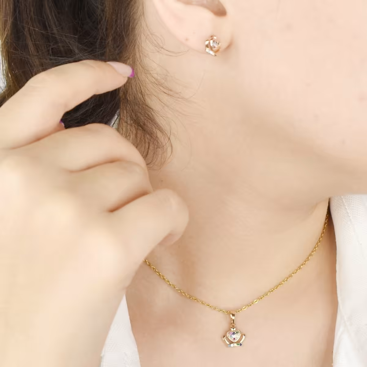 نیمست برند ژوپینگ طرح تاج با زنجیر استیل 45 سانتی  کد 7767