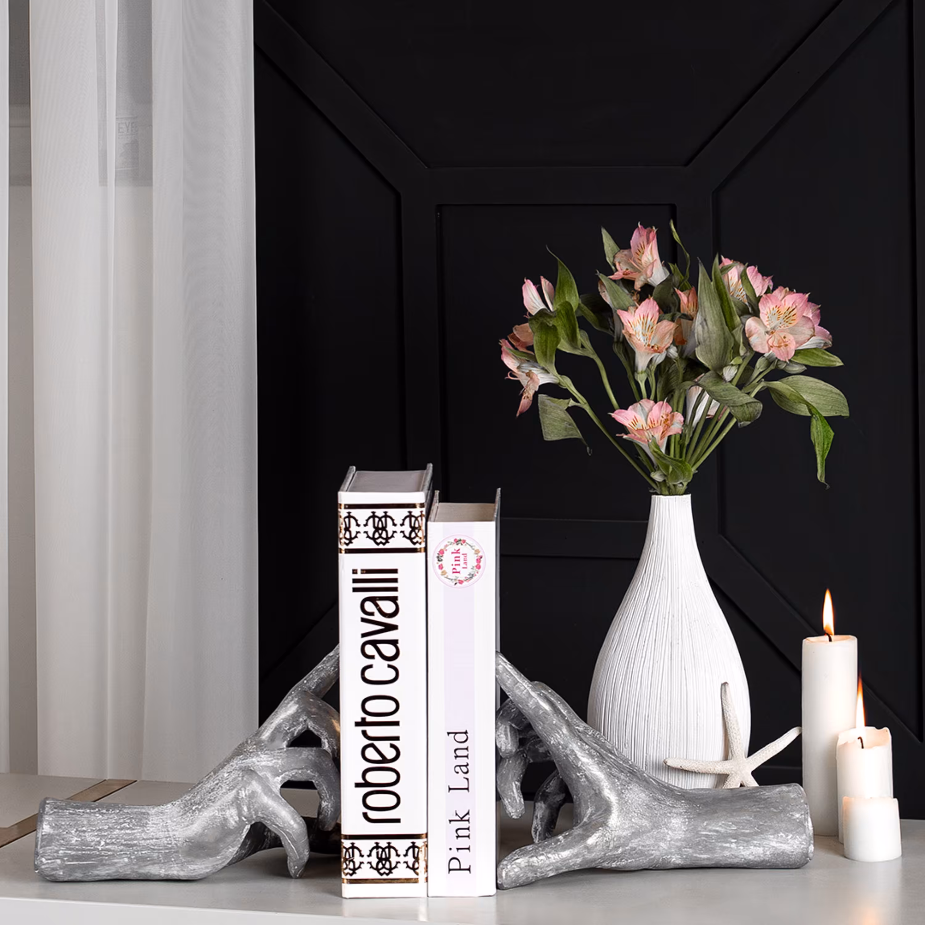 هولدر کتاب پلی رزین مدل دست عرض 11 طول 21 ارتفاع 16 وزن 900  رنگ طوسی