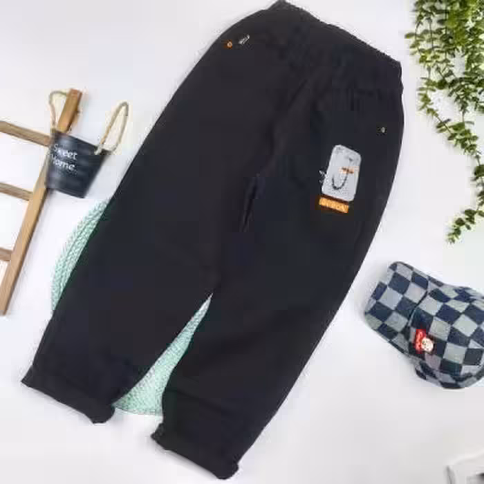 شلوار کتان مام فیت بچه گانه مشکی 9 تا 14 سال کد 9967