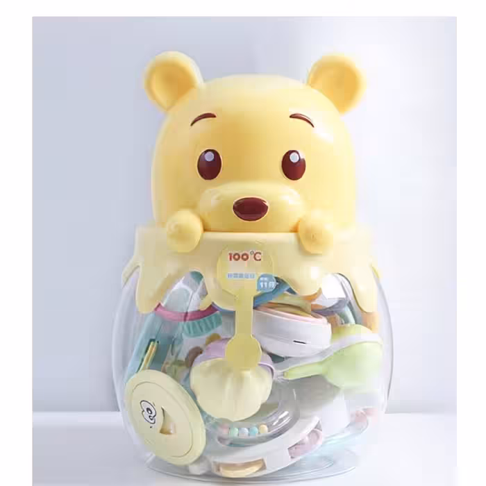 مجموعه جغجغه و دندانگیر  نوزاد 10 تکه خرس پو