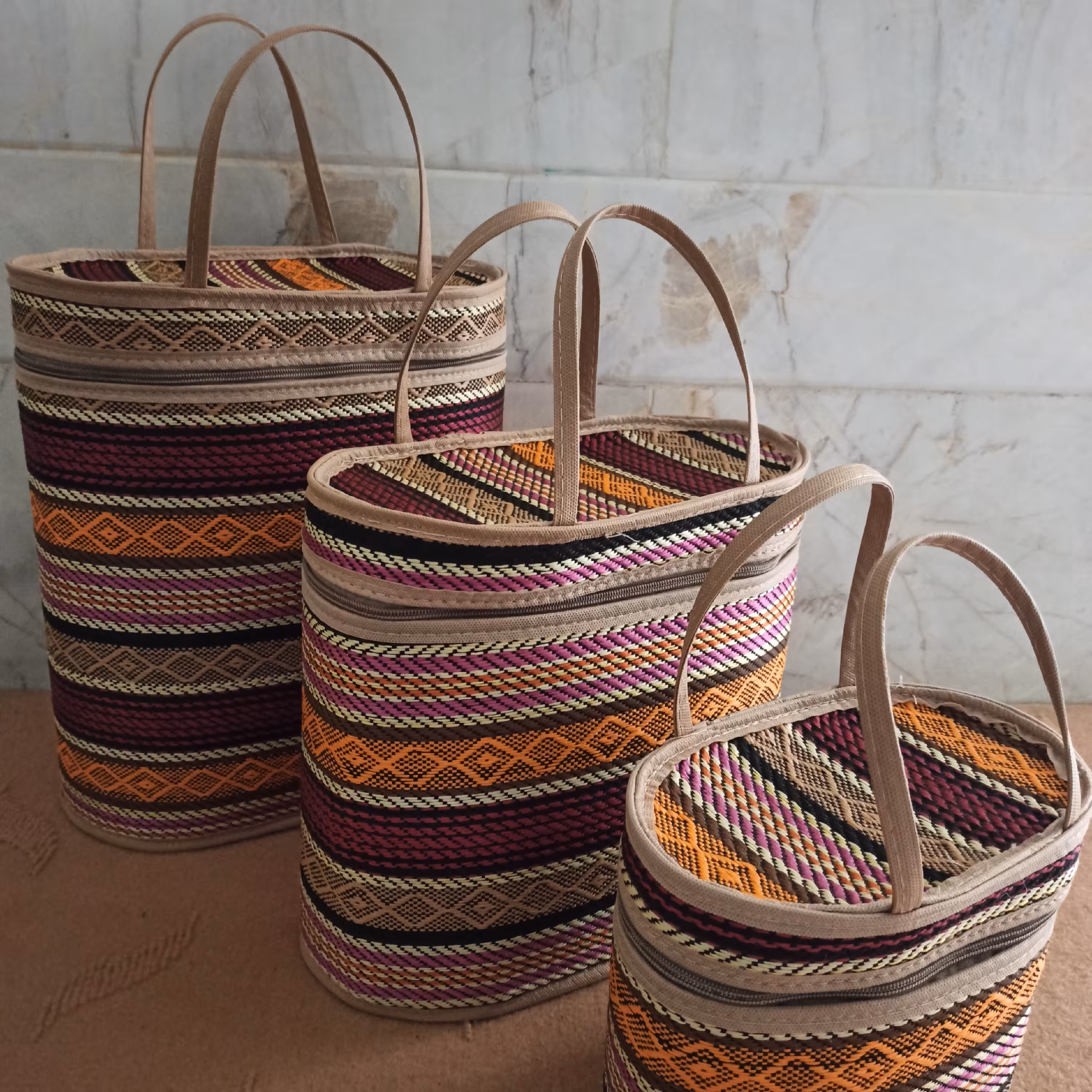 باکس کیفی همه کاره جنس پارچه ای  دسته دار زیپ خور