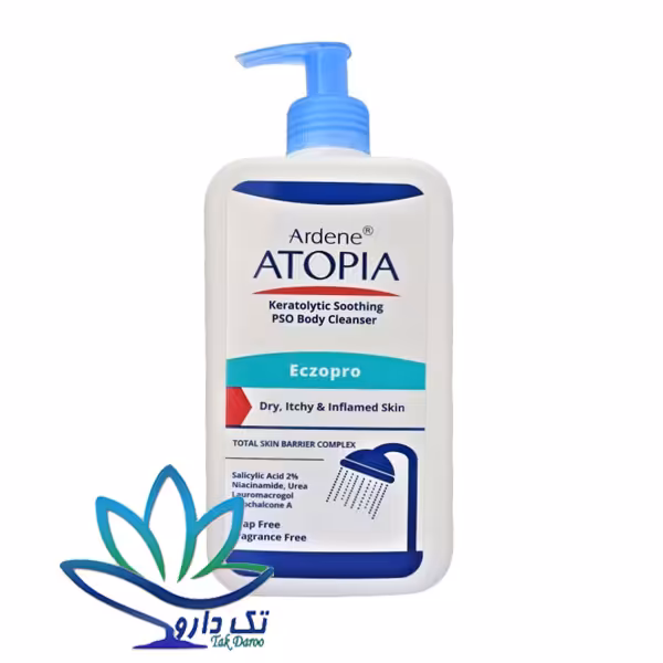 بالم شوینده بدن التیام بخش و لایه بردار پوست آردن آتوپیا مناسب برای پوست بسیار خشک، مستعد قرمزی و دارای پوسته ریزی مدل Eczopro ظرفیت 500 میلی لیتر