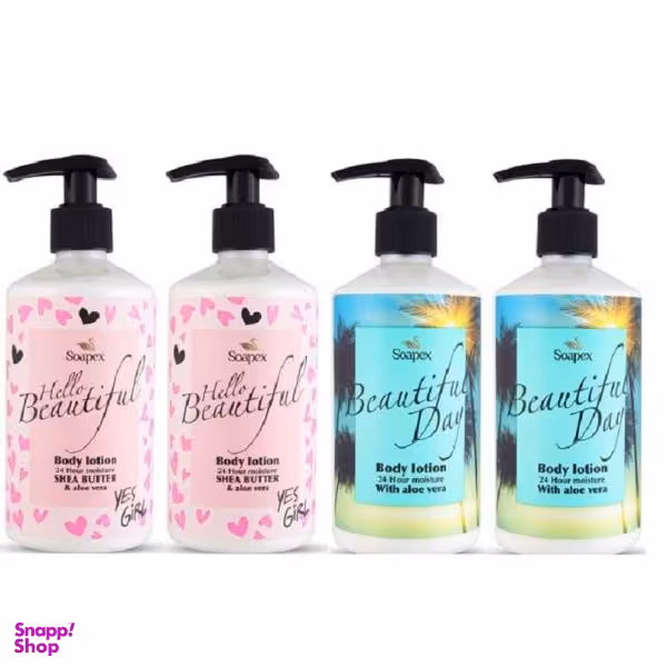 لوسیون بدن سوپکس (Soapex) مدل Shea Butter & Aloe Vera حجم 350 میلی لیتر مجموعه 4 عددی