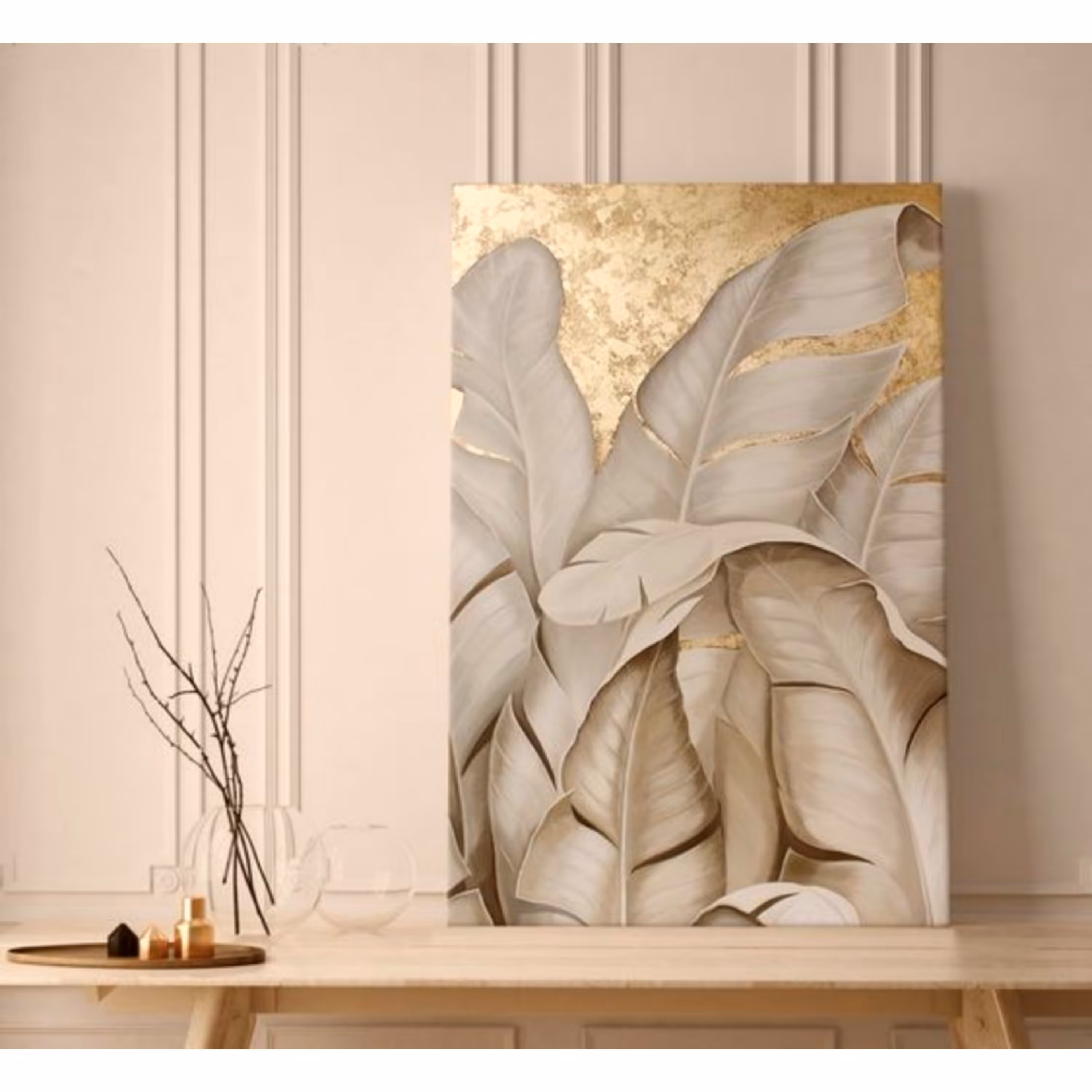 تابلو پر با زمینه ورق طلا