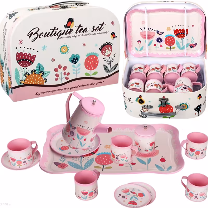 اسباب بازی ست چای خوری فلزی کیفی رنگ صورتی کرم کد P/6611617/B