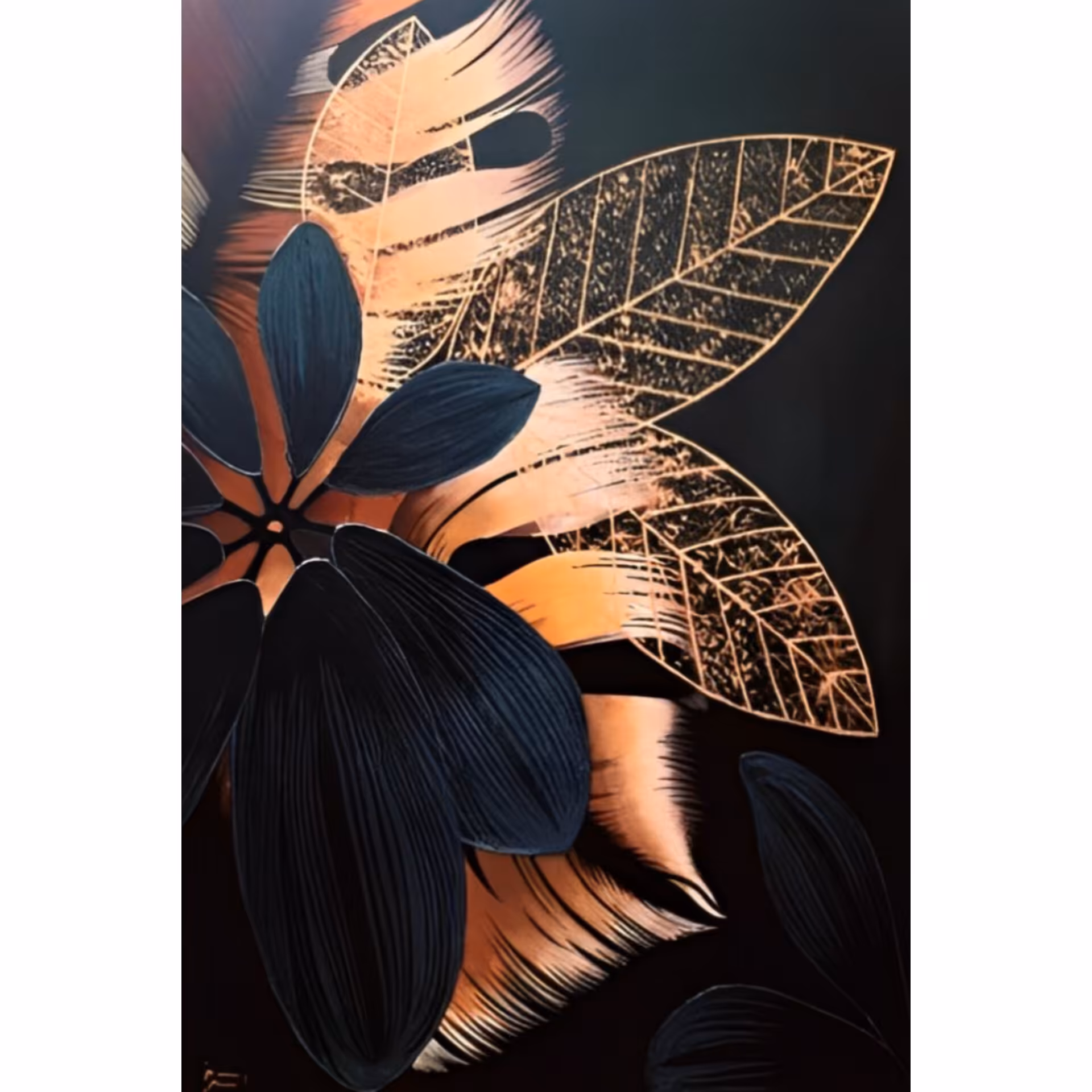 تابلوی مدرن برگ طلایی50در70