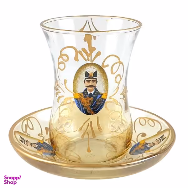 استکان نعلبکی 6 عددی طرح شاه عباسی سری Gold