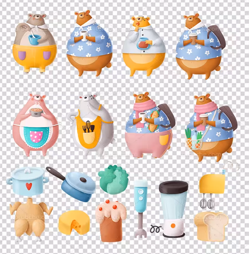 عکس PNG خرس سرآشپز | گرافیک با طعم تربچه